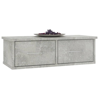Scaffale Cassetti Parete Grigio Cemento 60x26x18,5 Multistrato
