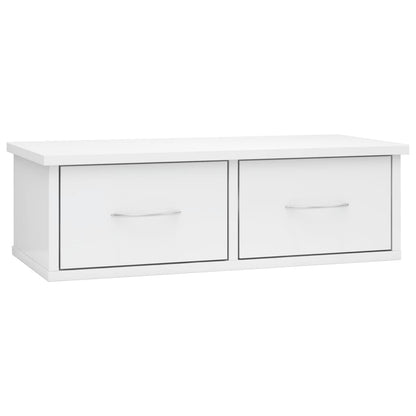 Scaffale Cassetti Parete Bianco Lucido 60x26x18,5cm Multistrato