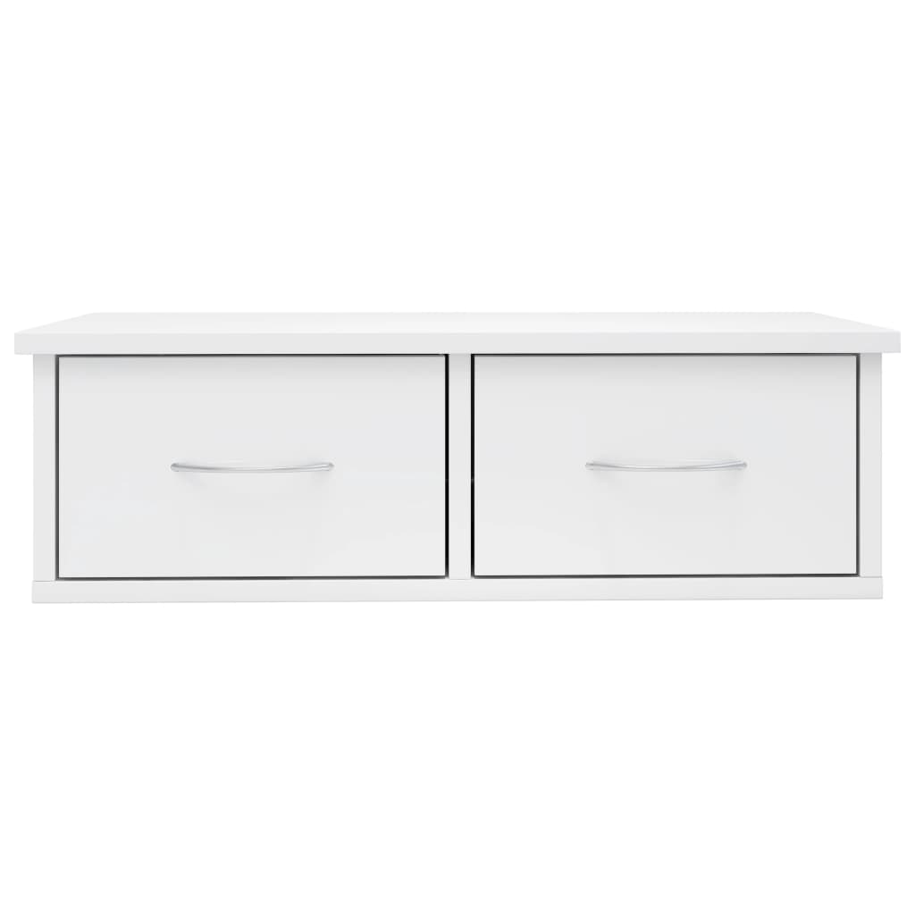 Scaffale Cassetti Parete Bianco Lucido 60x26x18,5cm Multistrato