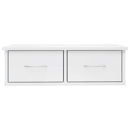 Scaffale Cassetti Parete Bianco Lucido 60x26x18,5cm Multistrato