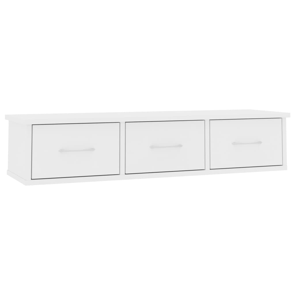 Scaffale con Cassetti a Parete Bianco 88x26x18,5 cm Multistrato