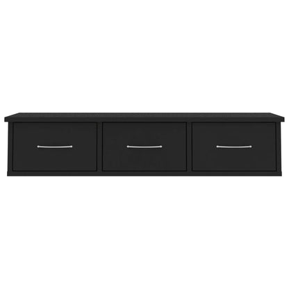 Scaffale con Cassetti a Parete Nero 88x26x18,5 cm Multistrato