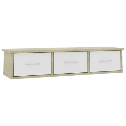 Scaffale Cassetti Parete Bianco Sonoma 88x26x18,5cm Multistrato
