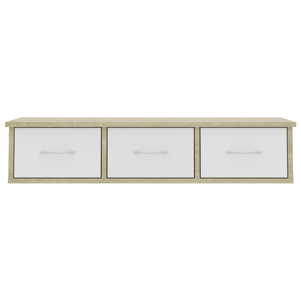 Scaffale Cassetti Parete Bianco Sonoma 88x26x18,5cm Multistrato