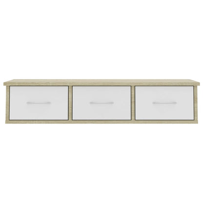 Scaffale Cassetti Parete Bianco Sonoma 88x26x18,5cm Multistrato