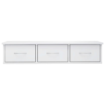 Scaffale Cassetti Parete Bianco Lucido 88x26x18,5cm Multistrato