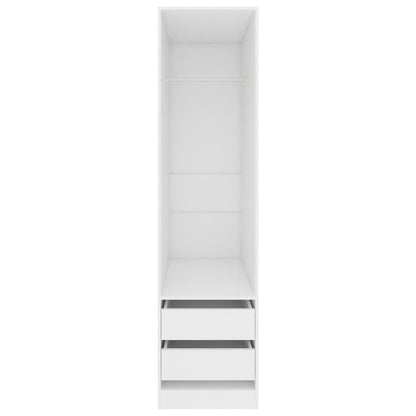 Armadio con Cassetti Bianco 50x50x200 cm in Legno Multistrato