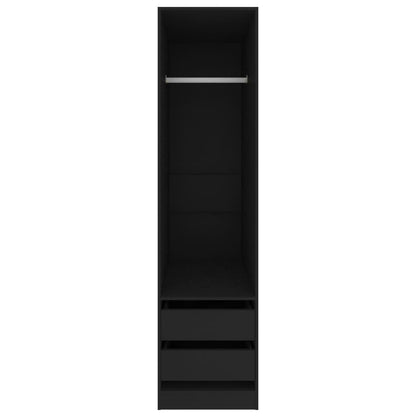 Armadio con Cassetti Nero 50x50x200 cm in Legno Multistrato