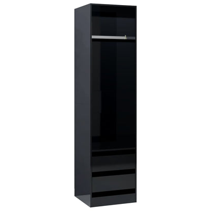 Armadio con Cassetti Nero Lucido 50x50x200 cm Legno Multistrato
