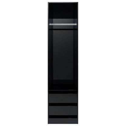 Armadio con Cassetti Nero Lucido 50x50x200 cm Legno Multistrato