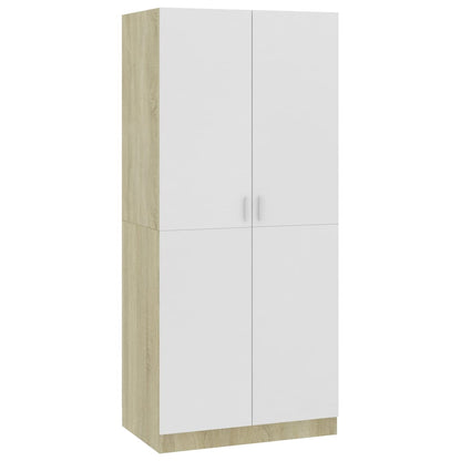 Armadio Bianco e Rovere Sonoma 80x52x180 cm Legno Multistrato