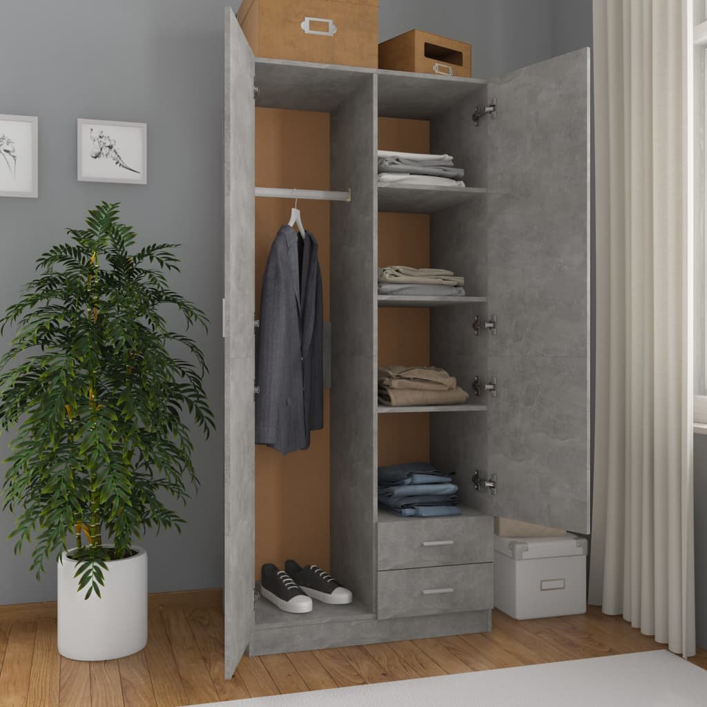 Armadio Grigio Cemento 80x52x180 cm in Legno Multistrato
