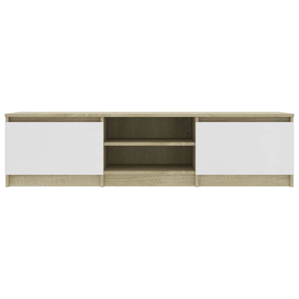 Mobile TV Bianco Rovere Sonoma 140x40x35,5 cm Legno Multistrato
