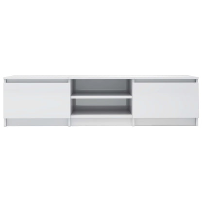 Mobile Porta TV Bianco Lucido 140x40x35,5 cm Legno Multistrato