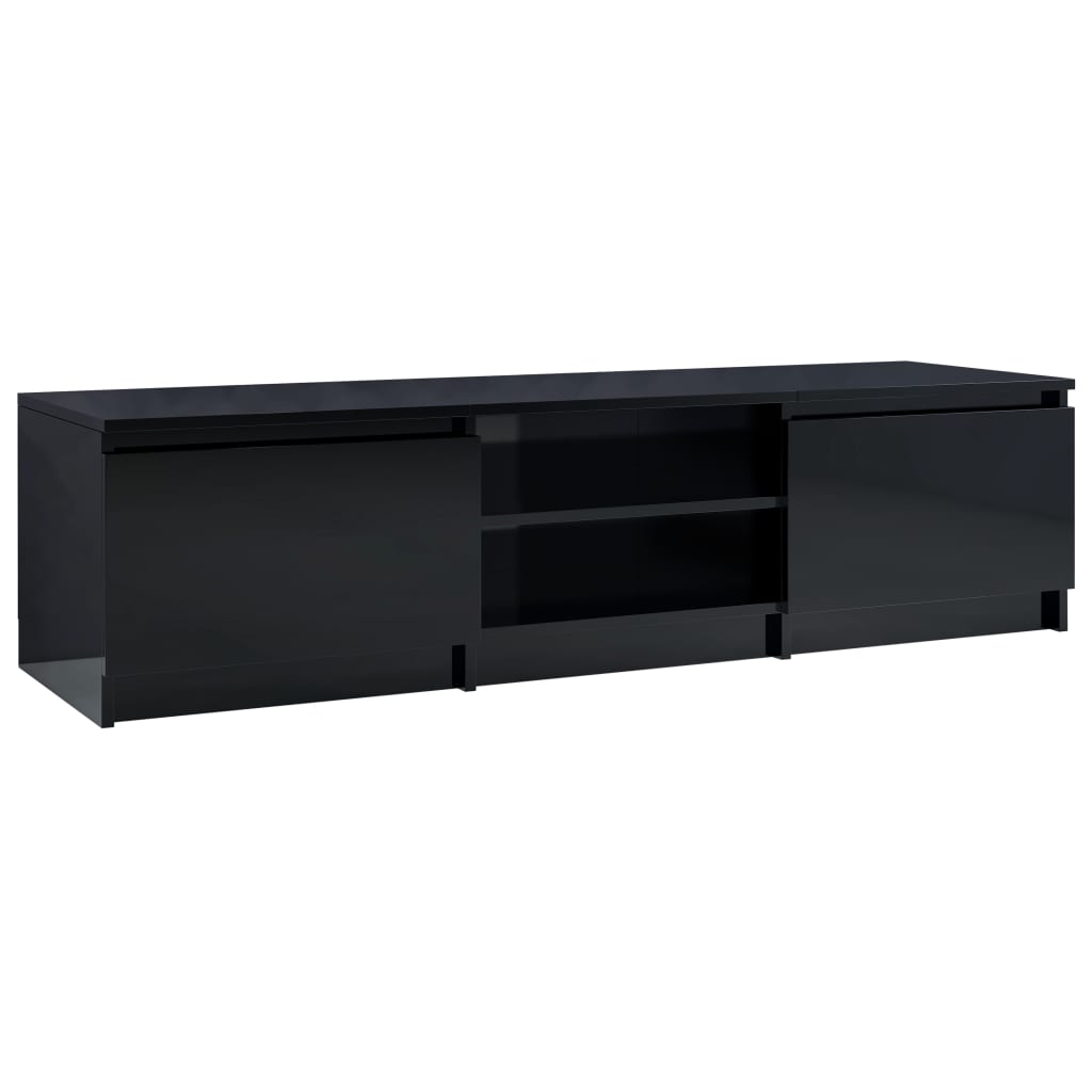 Mobile Porta TV Nero Lucido 140x40x35,5 cm in Legno Multistrato
