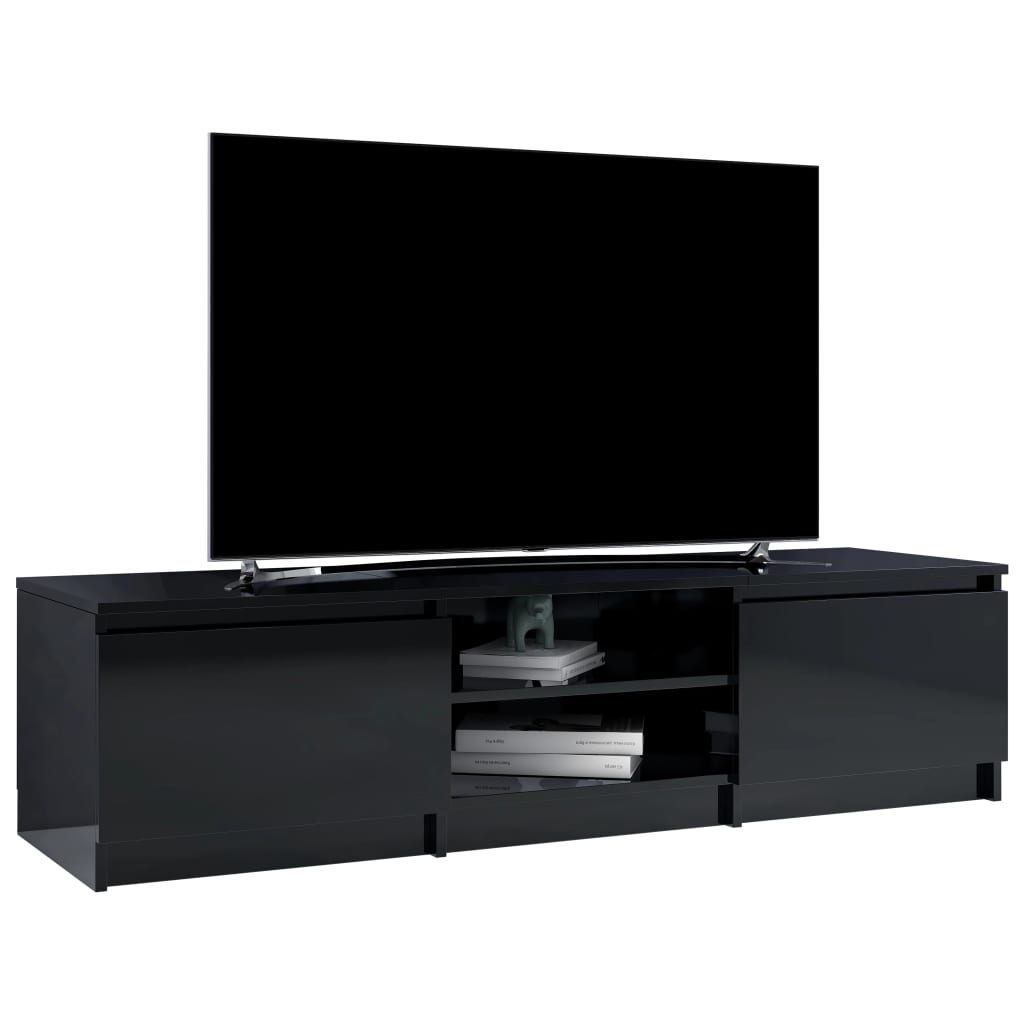 Mobile Porta TV Nero Lucido 140x40x35,5 cm in Legno Multistrato