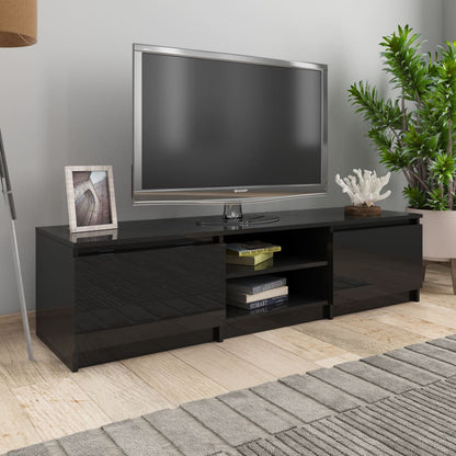 Mobile Porta TV Nero Lucido 140x40x35,5 cm in Legno Multistrato