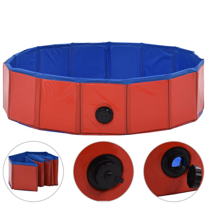 Piscina per Cani Pieghevole Rossa 80x20 cm in PVC