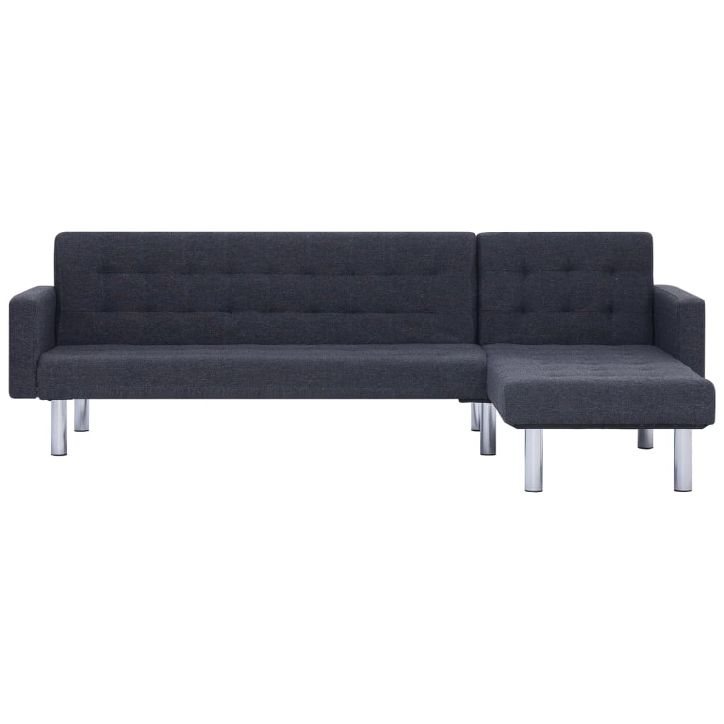 Divano Letto a Forma di L Grigio Scuro in Poliestere
