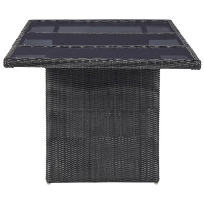 Set Mobili da Pranzo per Giardino 9 pz in Polyrattan Nero