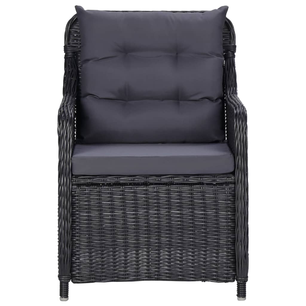 Sedie da Giardino 2 pz con Cuscini in Polyrattan Nere
