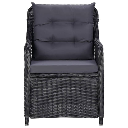 Sedie da Giardino 2 pz con Cuscini in Polyrattan Nere