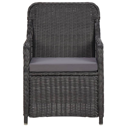 Set Bistrot da Giardino 3 pz con Cuscini in Polyrattan Nero