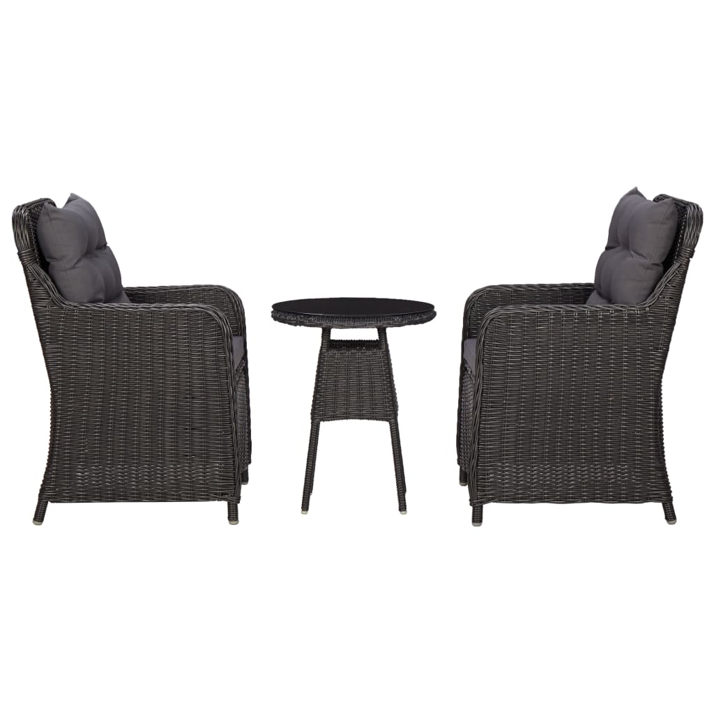 Sedie da Giardino 2 pz con Tavolino da TÃ¨ in Polyrattan Nero