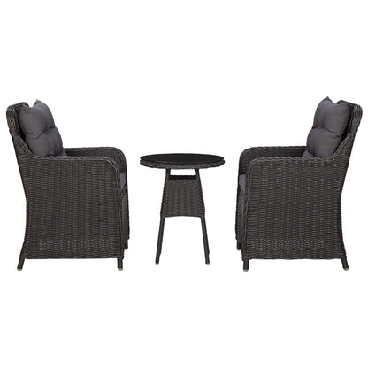 Sedie da Giardino 2 pz con Tavolino da TÃ¨ in Polyrattan Nero
