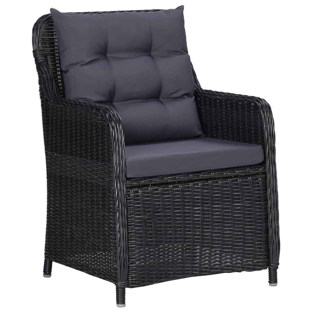 Sedie da Giardino 2 pz con Tavolino da TÃ¨ in Polyrattan Nero