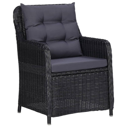Sedie da Giardino 2 pz con Tavolino da TÃ¨ in Polyrattan Nero