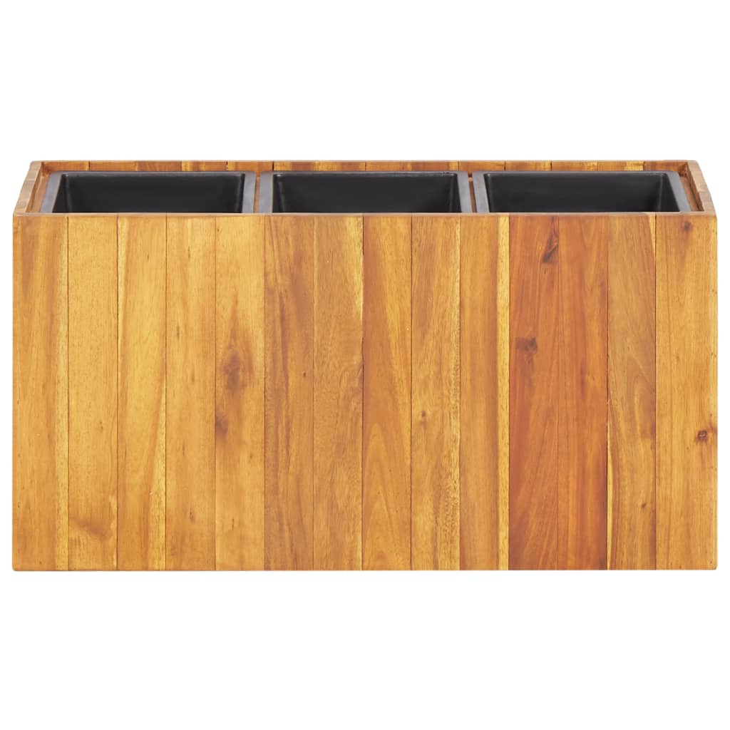 Letto Rialzato da Giardino con 3 Vasi in Legno Massello d'Acacia