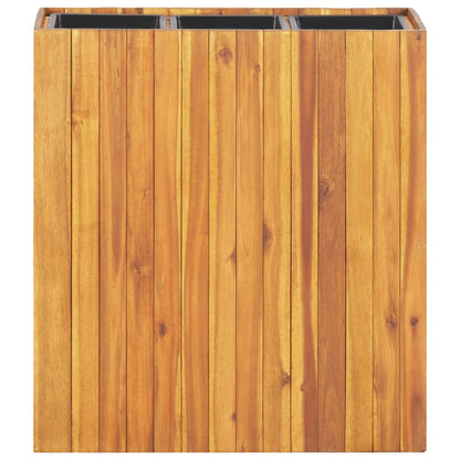 Letto Rialzato da Giardino con 3 Vasi Legno Massello d'Acacia