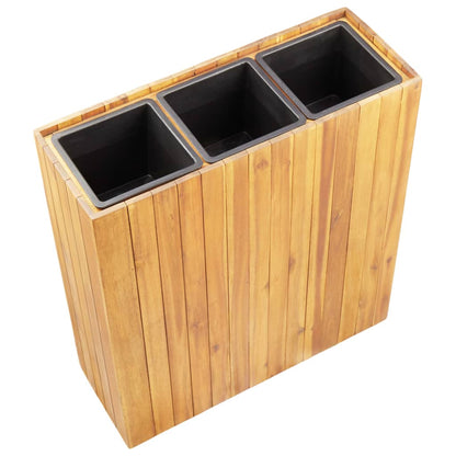 Letto Rialzato da Giardino con 3 Vasi Legno Massello d'Acacia