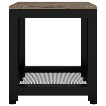 Tavolino Grigio e Nero 40x40x45 cm MDF e Ferro