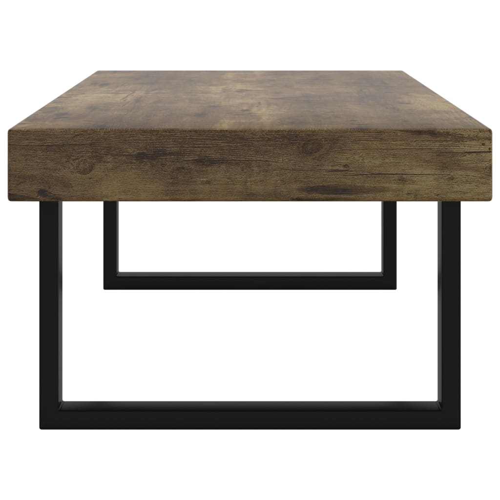Tavolino Salotto Marrone Scuro e Nero 120x60x40 cm MDF e Ferro