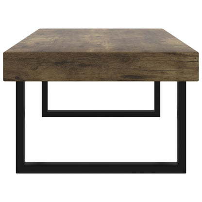 Tavolino Salotto Marrone Scuro e Nero 120x60x40 cm MDF e Ferro
