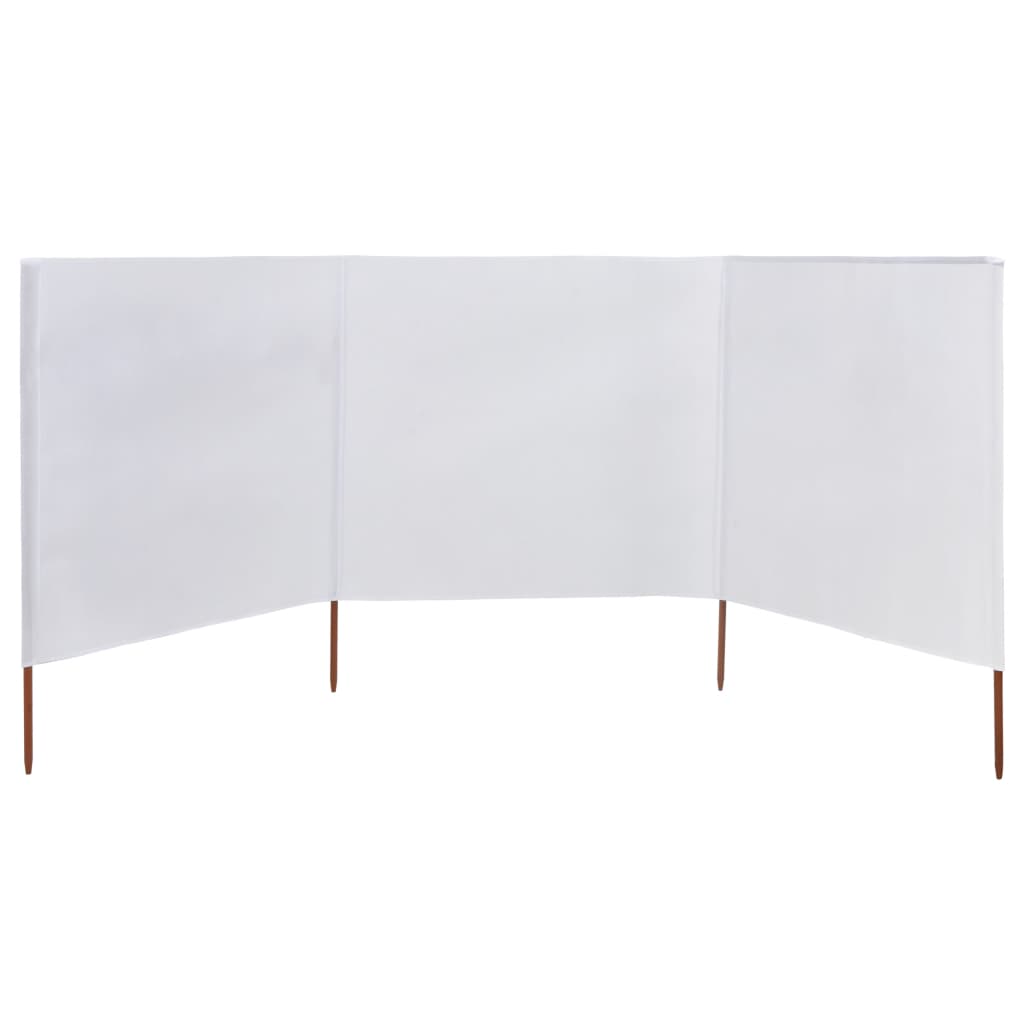 Paravento a 3 Pannelli in Tessuto 400x80 cm Bianco Sabbia