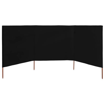 Paravento a 3 Pannelli in Tessuto 400x120 cm Nero