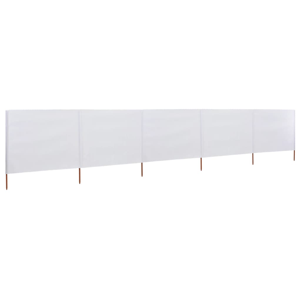 Paravento a 5 Pannelli in Tessuto 600x80 cm Bianco Sabbia