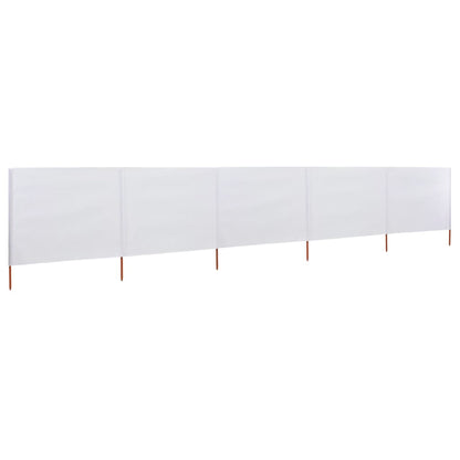 Paravento a 5 Pannelli in Tessuto 600x80 cm Bianco Sabbia