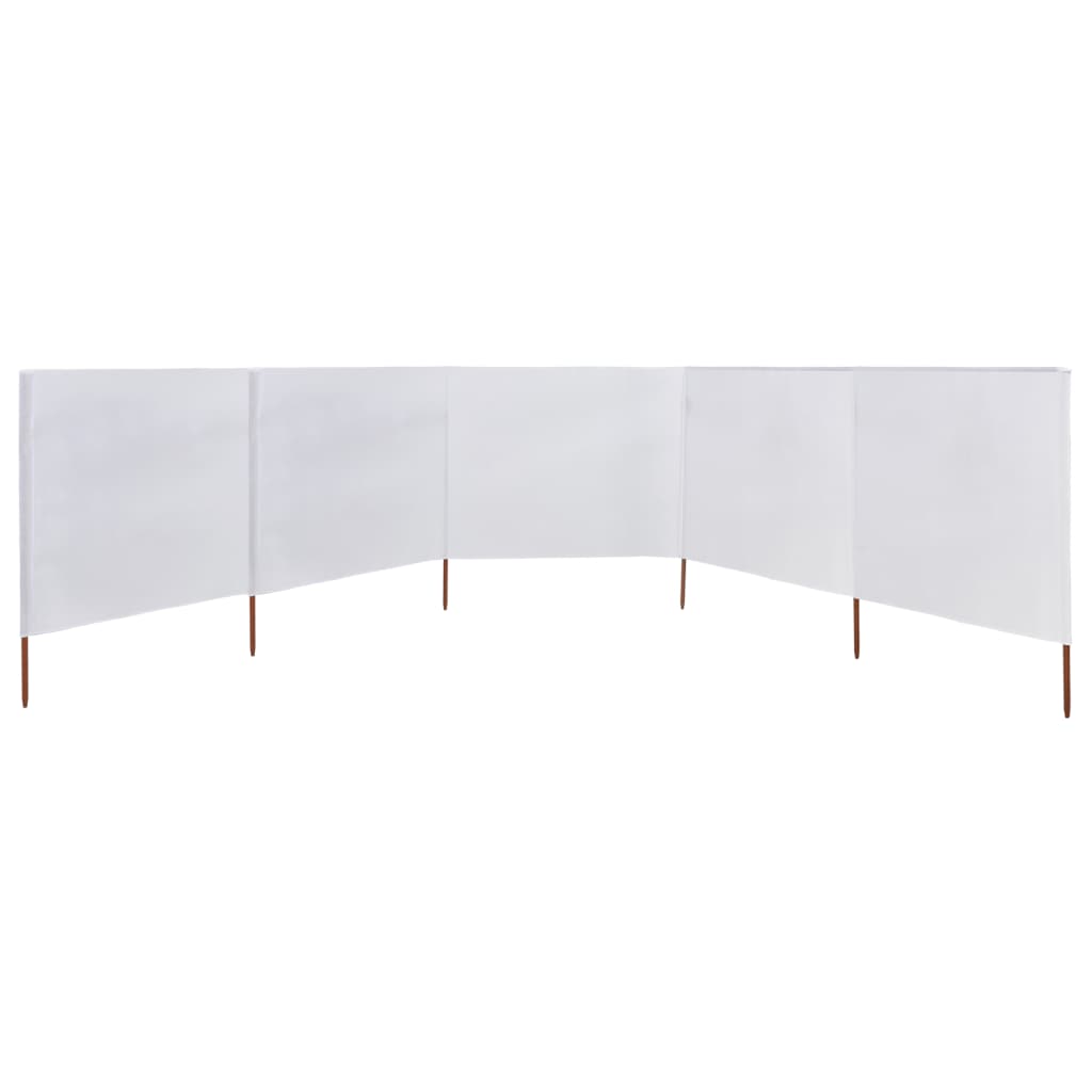 Paravento a 5 Pannelli in Tessuto 600x80 cm Bianco Sabbia