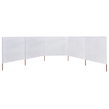 Paravento a 5 Pannelli in Tessuto 600x80 cm Bianco Sabbia