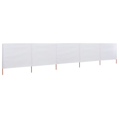 Paravento a 5 Pannelli in Tessuto 600x160 cm Bianco Sabbia