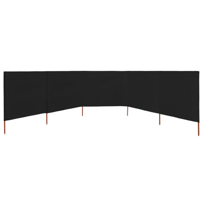 Paravento a 5 Pannelli in Tessuto 600x160 cm Nero