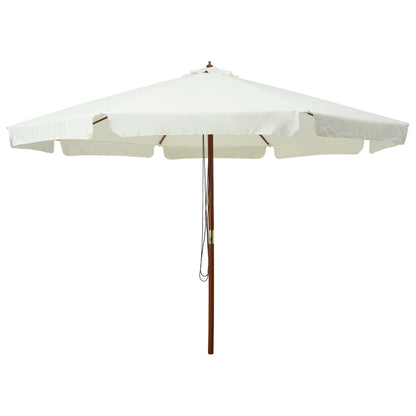 Ombrellone da Esterno con Palo in Legno 330 cm Bianco Sabbia