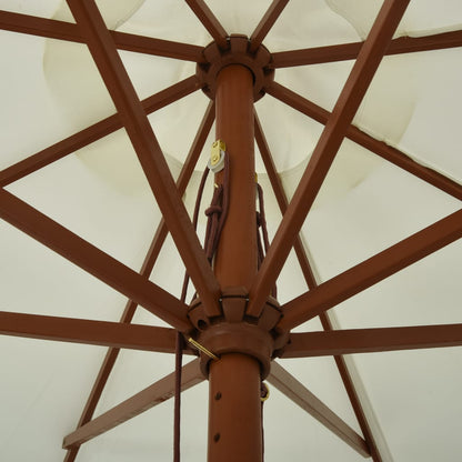 Ombrellone da Esterno con Palo in Legno 330 cm Bianco Sabbia