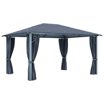 Gazebo con Tenda 400 x 300 cm Antracite in Alluminio
