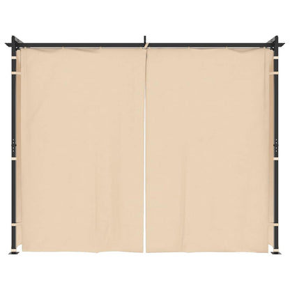 Gazebo con Tende 3x3 m Crema in Acciaio