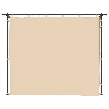 Gazebo con Tende 3x3 m Crema in Acciaio